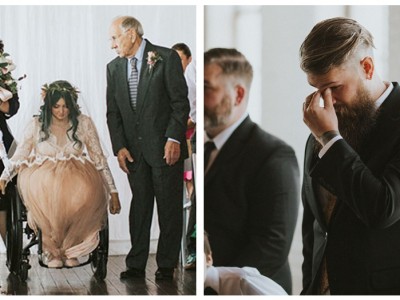 婚禮進行時，癱瘓的新娘「忽然站起來」開始走路，老公落淚，在場來賓激動哭泣