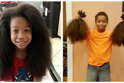 8歲小男孩看到癌症女孩失去頭髮，決定花2年時間「為癌症病童留長髮」