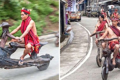 原住民打造「木雕自行車」在路上比賽，近看「沒有煞車」超狂一路衝到底