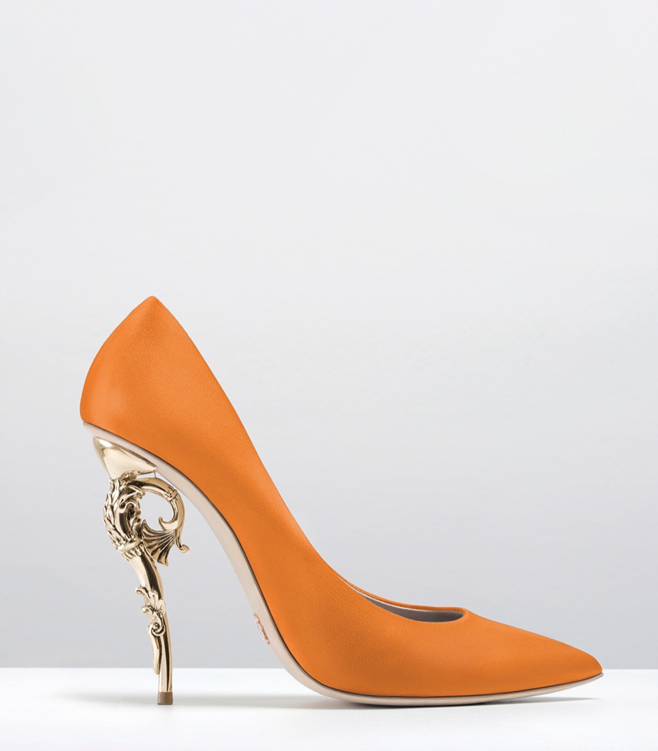 +1.5-BAROQUE PUMPS-CLEMENTINE LEATHER WITH LIGHT GOLD HEEL