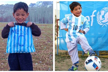 阿富汗小男孩用塑膠袋製成《梅西球衣》，沒想到網路居然讓他美夢成真啦！