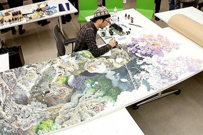男子「花3年畫一幅畫」，每天10小時完成這幅「比人高1倍」鋼筆墨水神作