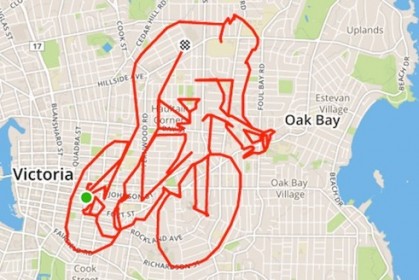 藝術家騎著自行車環城，以 GPS 路線圖繪製出令人吃驚的《塗鴉藝術》！