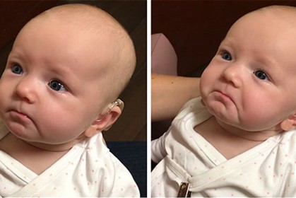 超萌寶寶戴上助聽器「第一次聽到媽媽聲音」的反應，數百萬網友心融化