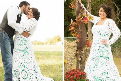 新娘子花上 8 個月時間自己鈎編婚紗，成本僅 70 美元看來卻像價值百萬美元！