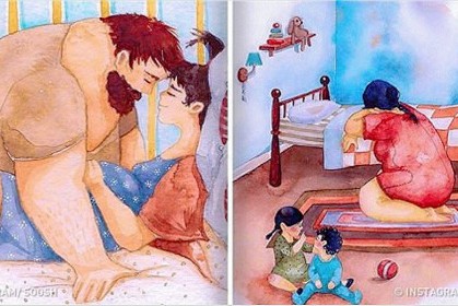 畫家21張「溫馨家庭」甜美畫風，展現人間幸福的最高境界