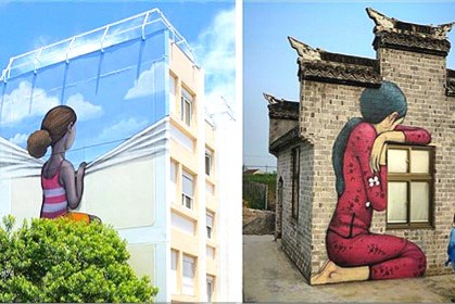 法國街頭藝術家揮動妙筆，把世界各地無聊的建築物改造成了藝術品！