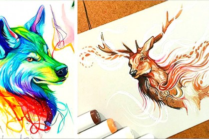 這位畫家以繽紛豔麗的水彩鉛筆畫，創造出熱情奔放飽含生命力的動物世界！