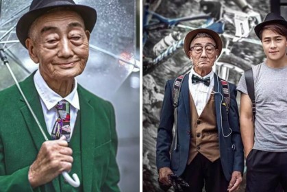 新銳攝影師將爺爺塑造成《時尚教父》，潮爆了的時裝照讓網友們都震驚了！