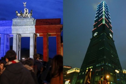 巴黎恐攻事件發生，全球地標打亮三色燈，紀念 13 號星期五遇難者並表達團結決心～