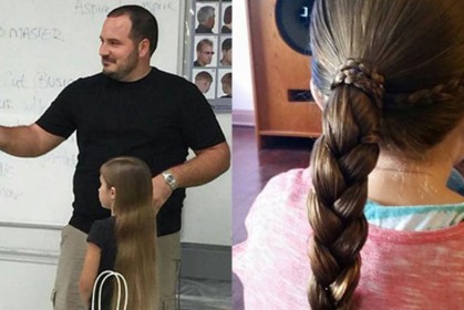 這位單親爸爸為了讓小女兒能留美美的長髮，竟然練成手藝絕佳的髮型設計師啦！