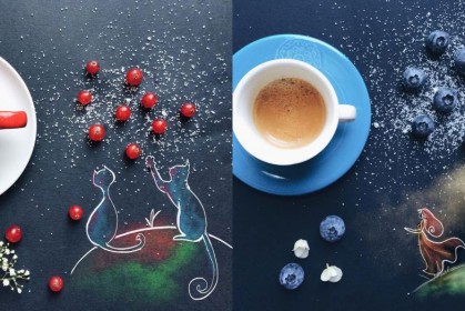 插畫家看著咖啡與餅乾靈感湧現，從此「喝咖啡畫一幅畫」成為她的早晨儀式！