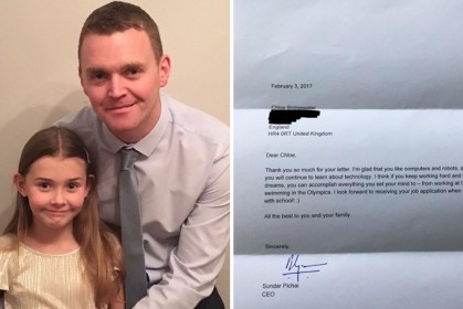 7歲女孩「親手寫履歷表」寄給Google，幾天後收到Google老闆一封無價的回覆