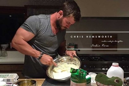 沒有女兒喜歡的生日蛋糕，雷神老爸 Chris Hemsworth 決定自己動手做！