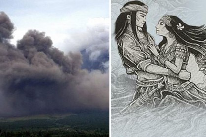 活火山出現「男女擁抱雲層照」，當地人說出背後淒美故事感動全球
