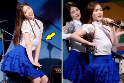 韓國女團跳舞時「胸部掉到肚子上」，她台上「緊急喬奶」觀眾大讚超敬業！