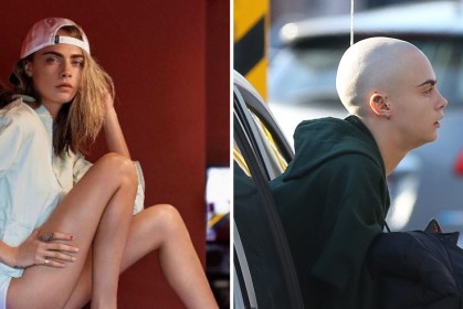 超模Cara為了新電影「將招牌金髮剃光」，網友見「完美頭形」大讚真女神！